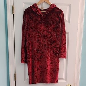 Red Velvet Hooded Dress